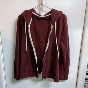 Dark Red Zipper Hoodie
